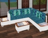 Wicker and Teal Couch