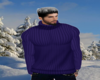 blue turtleneck sweater