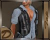 (D)Leather Vest -Gry/Blu