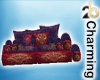 red/purple velvet couch