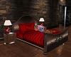 5P Red Satin Brass Bed