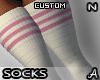 !A White Pink Thigh Sock