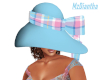 Blue plaid print hat