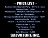 Salvatore Inc Price List