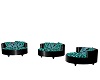 Teal Butterfly 3 Seater