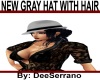 NEW GRAY HAT WITH HAIR
