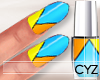 !CYZ Graphic Blue Nails
