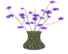 Green vase,Mauve flowers