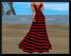 shy red striped gown