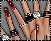 Red Nails With Rings
