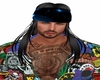Black with blue headband