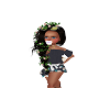 black  hair w/ flowers