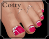 ! Feet Pink Nails Rings
