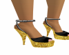 gold black heels