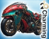 teal/red motorcycle