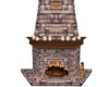 Brick and wood fireplace