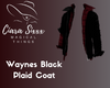 Waynes Black Plaid Coat