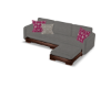 Gray/Pink Sectional