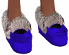 Blue Fur Slippers