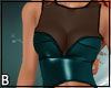 Teal Leather Mesh Top