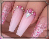 PinkCrystalAcrylic Nails