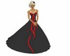 grey and red ball gown