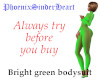 Bright green bodysuit