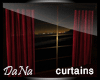 {D}Red satin curtains