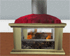 gold and red fire place