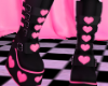 Heart Black Pink Boots