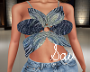 Blue Sparkle Flower Top