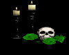 Skull Green Rose Candle
